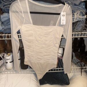 Elegant Cream Long Sleeve Women's Top